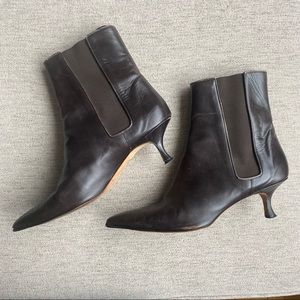 Manolo Blahnik black leather ankle boots